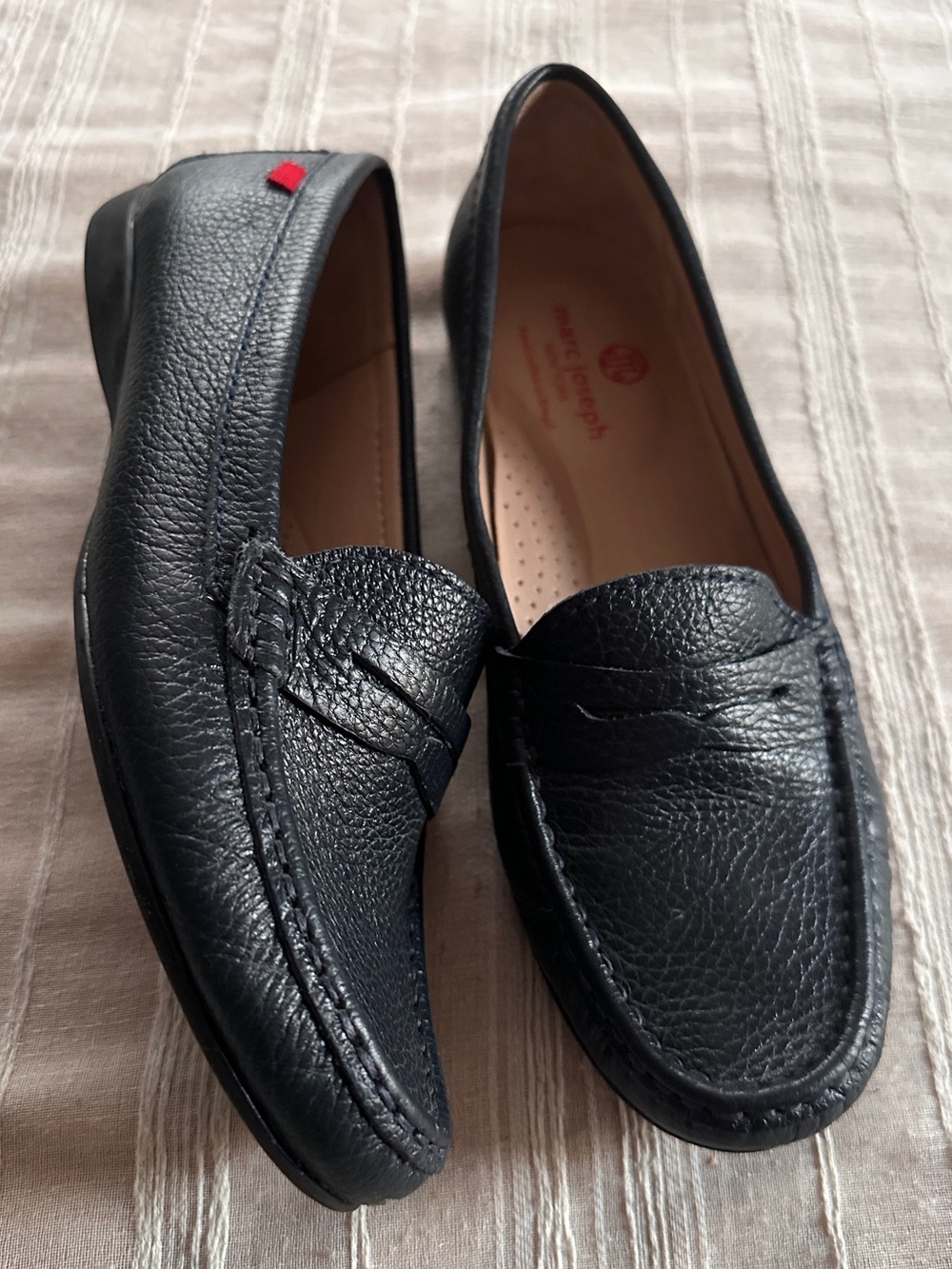 Marc Joseph New York Black Pebbled Leather Penny Loafers | 8